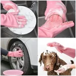 Silicone Dishwashing Cleaning Gloves – Reusable Scrubber Kitchen Gloves - Image 2